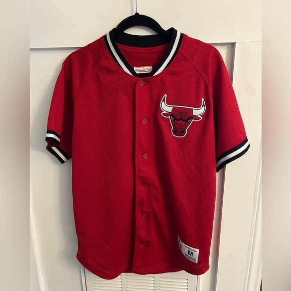 Chicago Bulls Mitchell & Ness NBA Pro Mesh Button Front Jersey - Mens - Picture 2 of 6